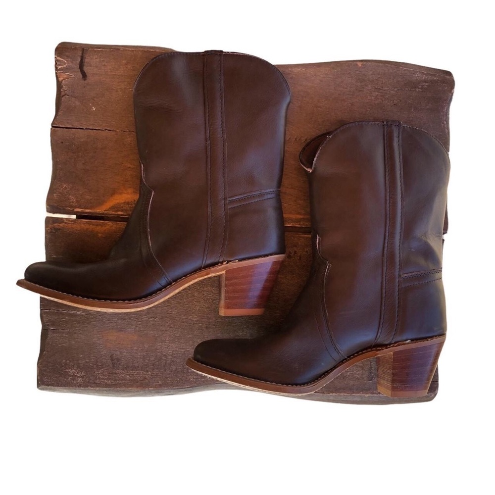 Brown Leather Cowgirl Western Cowboy Boots Heel w 9